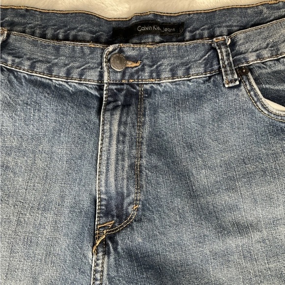 Calvin Klein Jeans Mens 42x30 Baggy Bootcut Vintage Y2K Denim Blue Made In Egypt - Picture 4 of 12